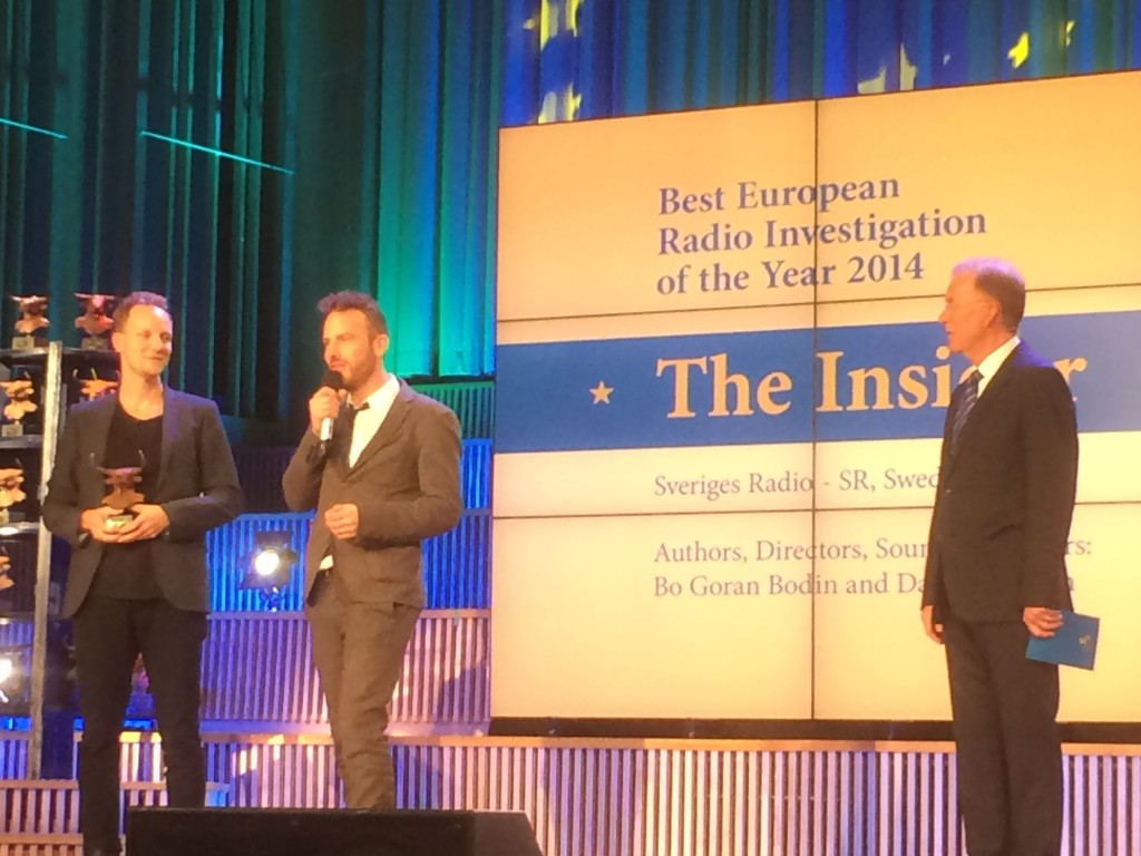 Bo-Göran Bodin och Daniel Öhman vann för årets bästa undersökande reportage. Foto:  Sveriges Radio.