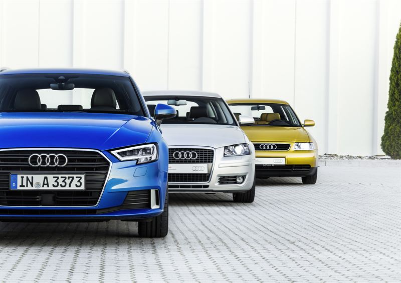  Tre generationer Audi A3. Foto: Audi.