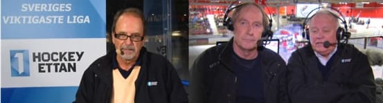 Programledare är Peppe Eng med Anders Fredriksson som kommentator och LG Jansson såsom expert. Foto: Hockeyettan.